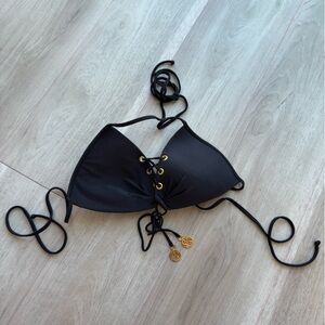 Luli Fama Black Lace-Up Bikini Top